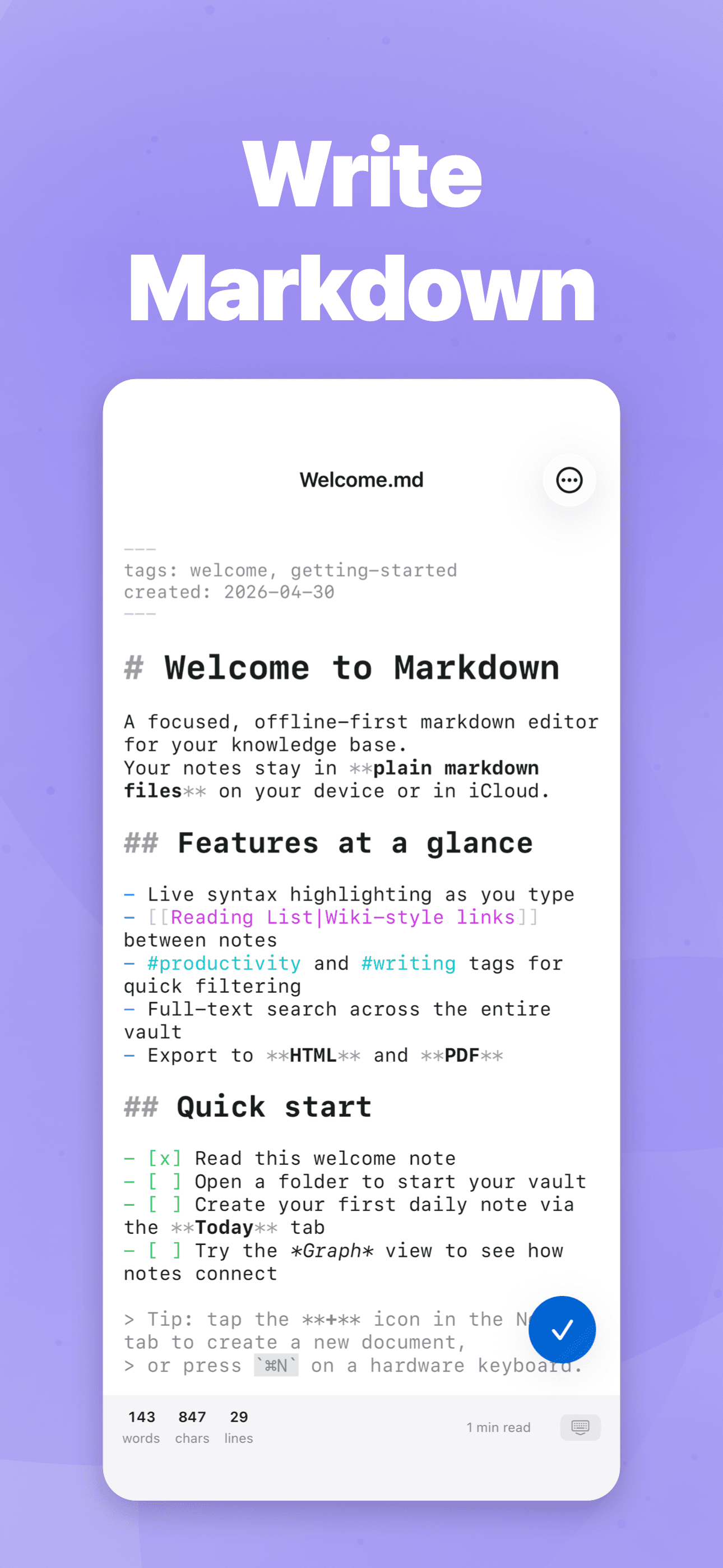 Markdown Notes screenshot