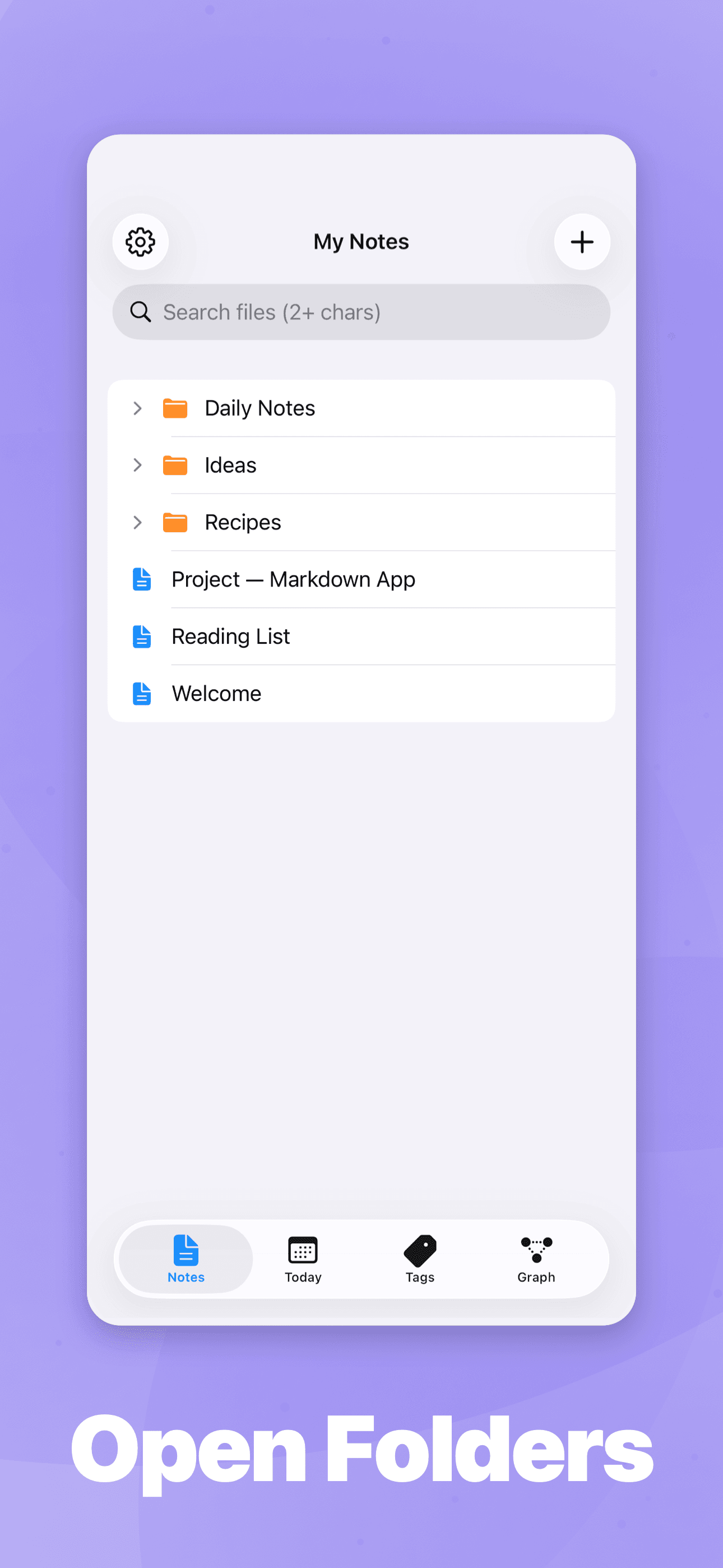 Notes browser with folders