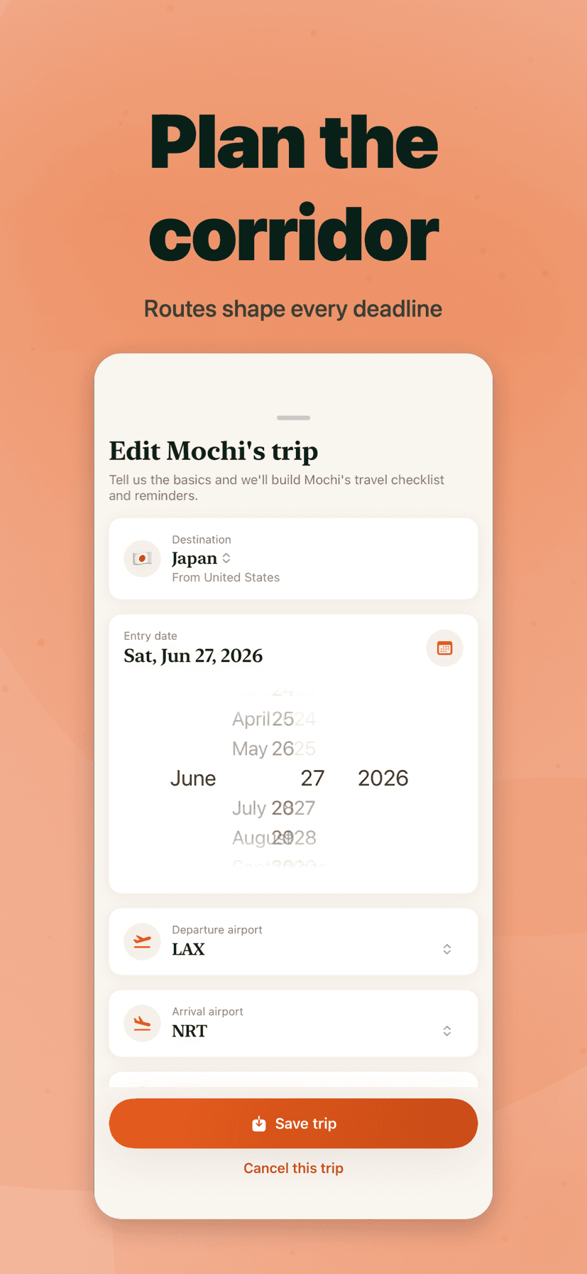 Trip planner with deadlines