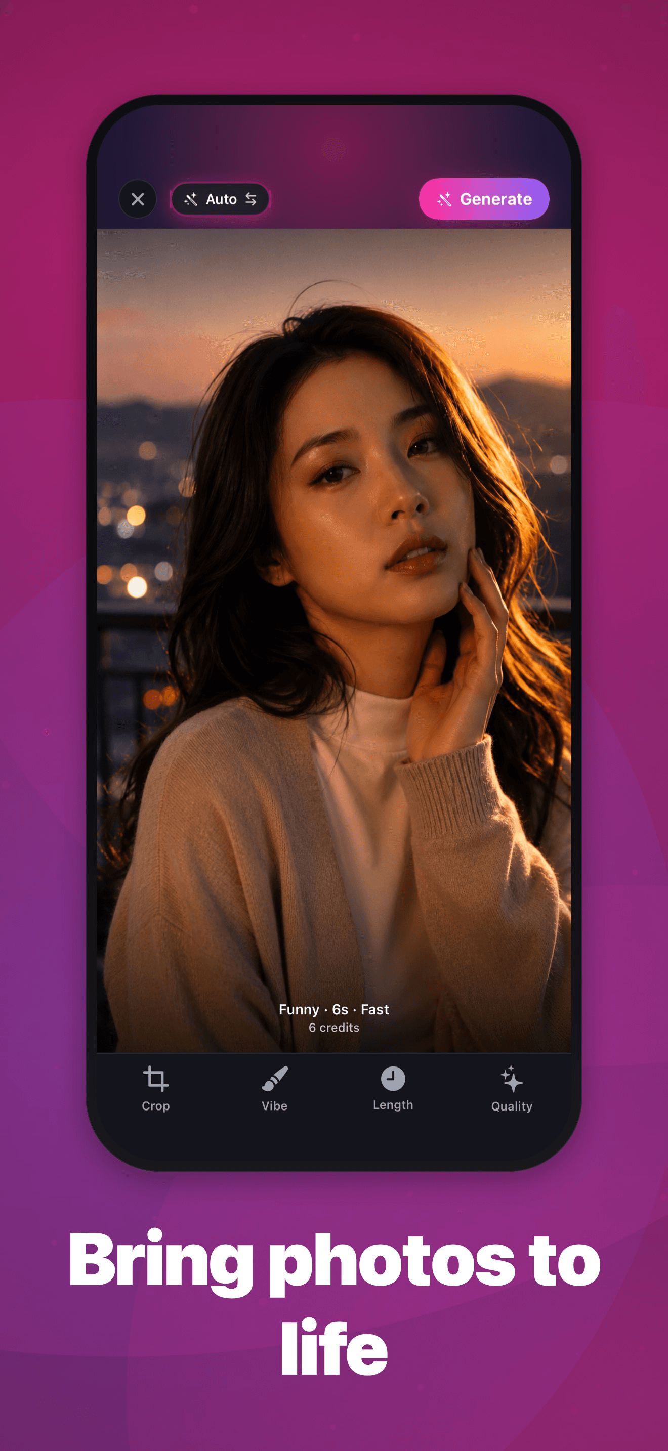 Editor canvas — pick a vibe and a length